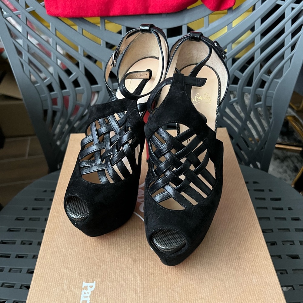 Christian Louboutin 35.5 Carlota Heel Strappy Red Sole Platform Pump